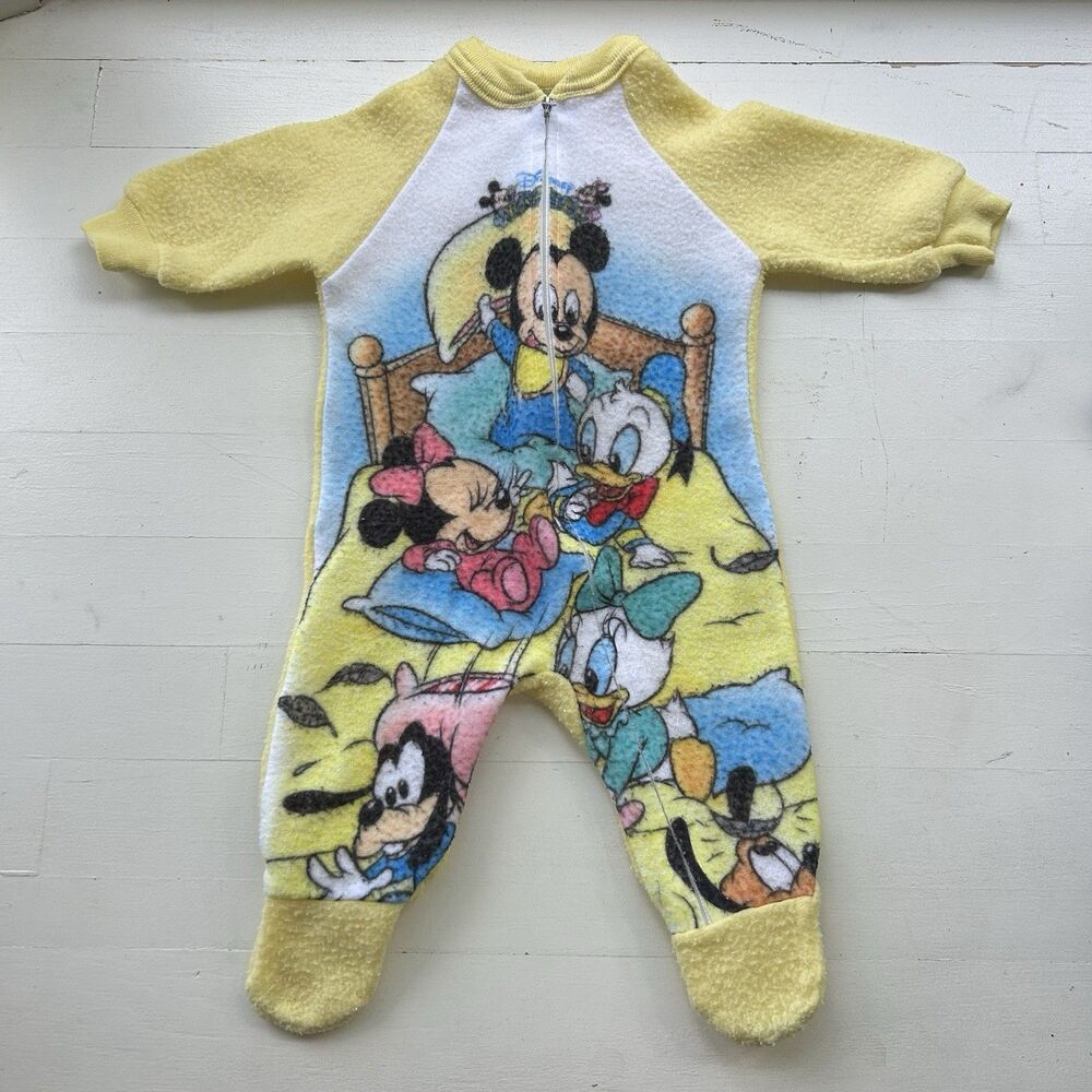 Vintage Dr. Denton Disney Babies Mickey & Friends Footed Sleeper 6 Months USA